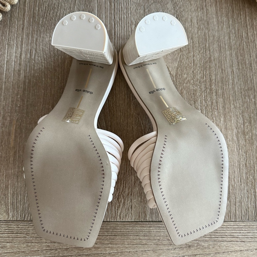 Dolce Vita Priana Mules Heels Square Toe Chunky Block 90's Cream Ivory Womens 10 - Picture 4 of 13